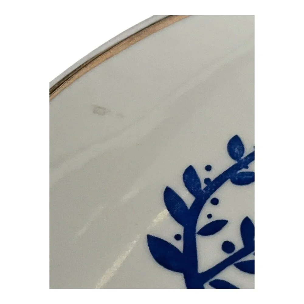 Ceramic Hanukkah Menorah Plate – 6.25"  Judaica Dish – Blue & White Festival of - Picture 4 of 4